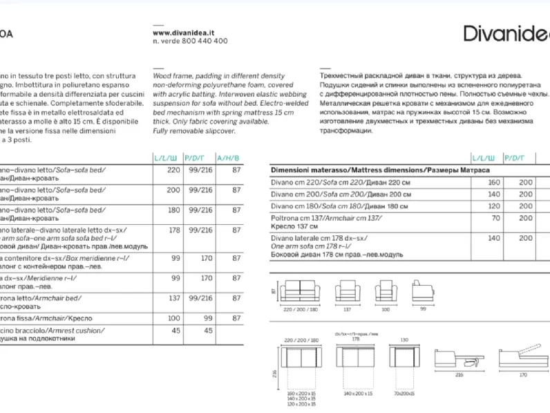 Divano da 4 posti modello Aloa di Divanidea scontato