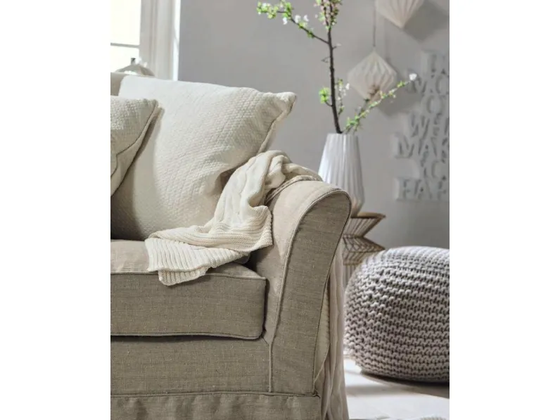 Divano capri cotnone tessuto in misto piuma  Md work in Offerta Outlet