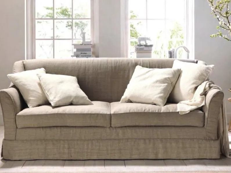 Divano capri cotnone tessuto in misto piuma  Md work in Offerta Outlet