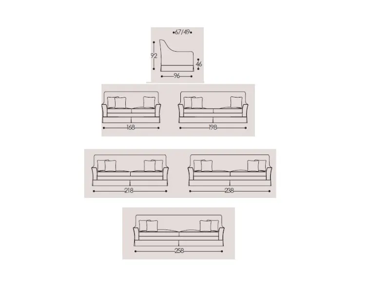Divano capri cotnone tessuto in misto piuma  Md work in Offerta Outlet