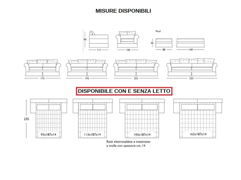 Divano diversi colori di rivestimento piuma Md work in Tessuto a 3790€