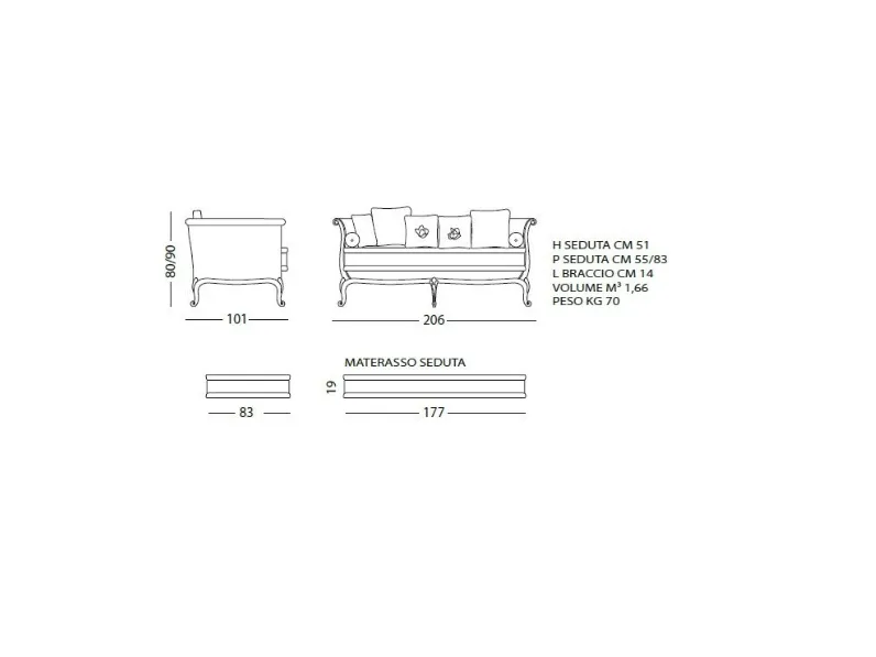Divano duca completo  diversi rivestimenti  Md work in Offerta Outlet a soli 4220€
