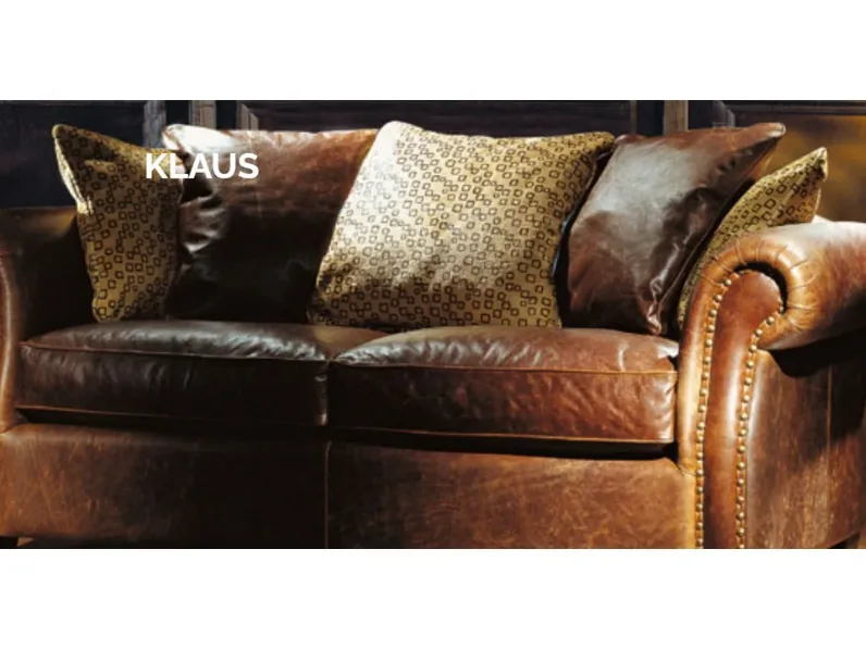 Divano in Pelle stile classico modello Divano klaus scontato - 45%