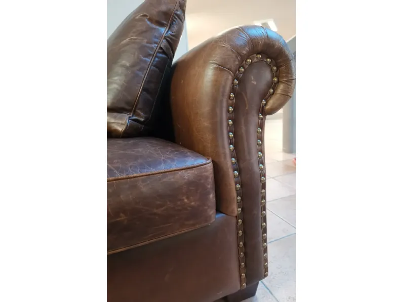 Divano in Pelle stile classico modello Divano klaus scontato - 45%