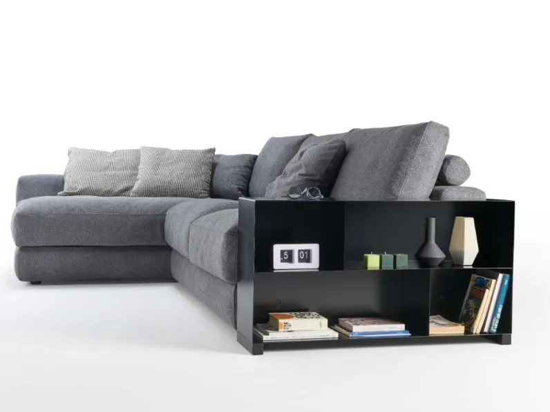 Divano in Tessuto stile moderno modello Divano penisola e libreria scontato - 30%