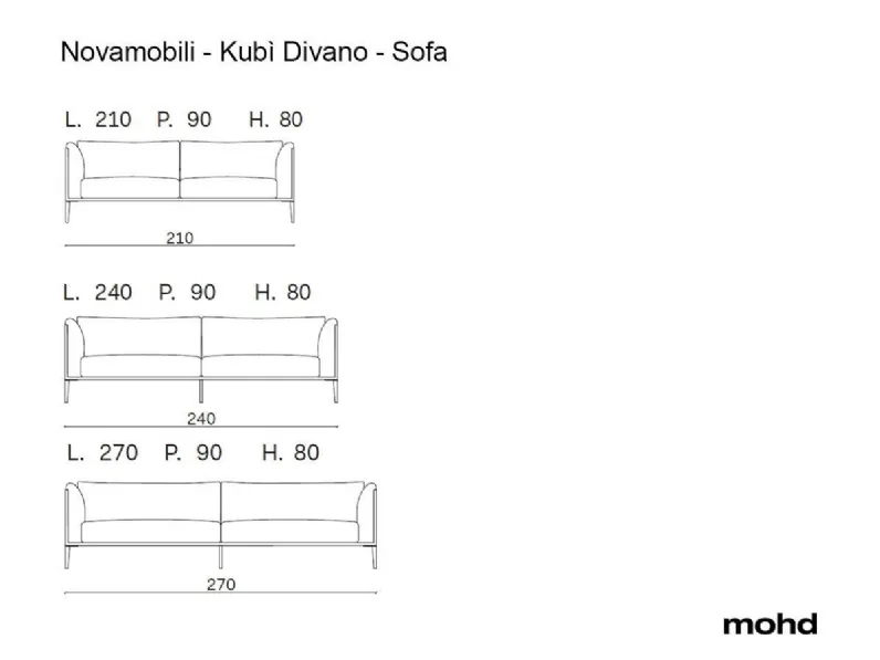 Divano Kubì Novamobili in Tessuto a 2750€