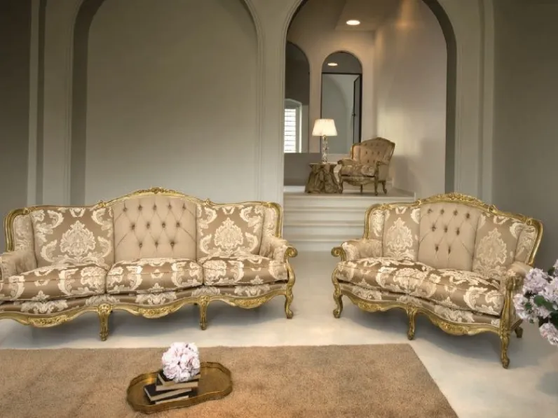 Divano lineare modello Divano leopardi foglia oro tessuto vene di Md work in offerta