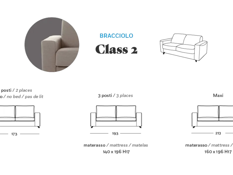 Divano letto Ambrogio class2 Vitarelax in Tessuto a 1200€
