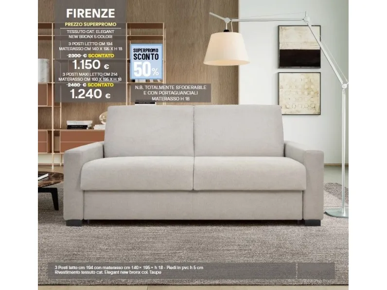 Divano letto Firenze Sofangel: con uno SCONTO ESCLUSIVO del 50%