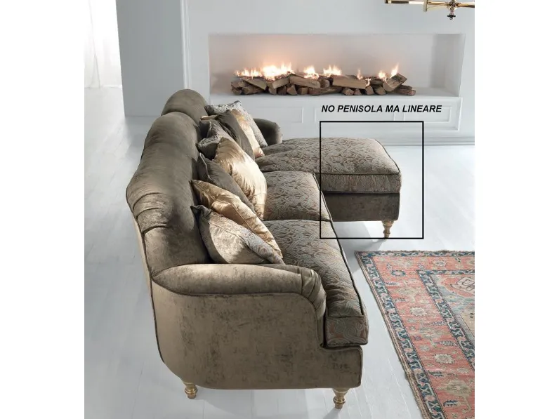 Divano Divano luxury lineare  tessuto in misto piuma  Md work a prezzo Outlet