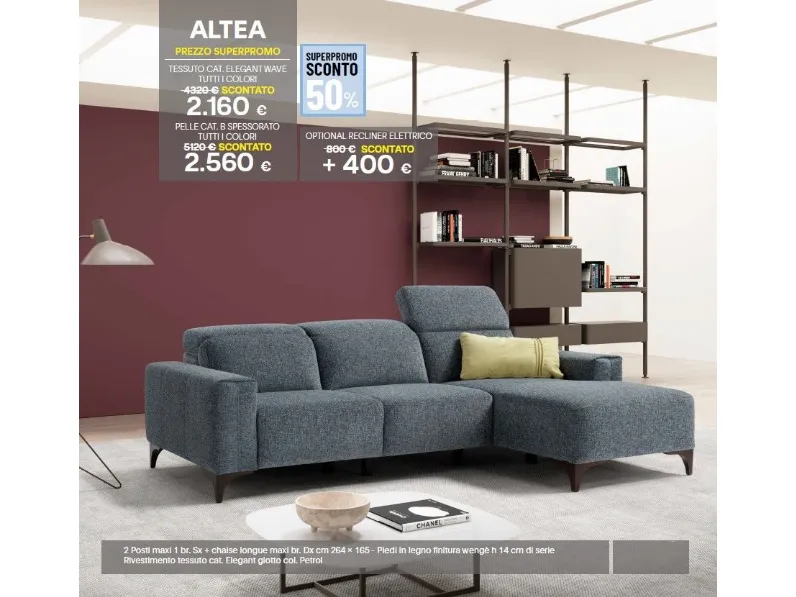 Divano moderno tessuto Altea di Sofangel con sconto del - 50%