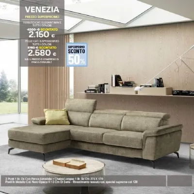 Divano moderno tessuto Venezia di Sofangel con sconto del - 50%