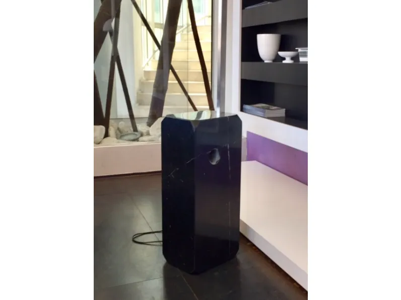 Lampada da terra modello Arco - 375a in piattina di acciaio satinato estensibile e base in marmo nero venato - Esprit Nouveau