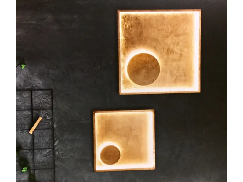 Illuminazione Fabas Luce modello Fano 3421-23-323 in Metallo rivestito in Vera Foglia Oro,Lampade da parete e da soffitto, alimentazione a led