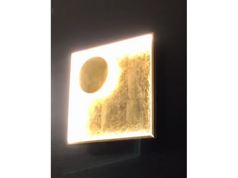 Illuminazione Fabas Luce Modello Fano 3421-26-323 in Metallo Vera Foglia Oro ,Lampada da parete o soffitto , dimensione 40x40 cm.