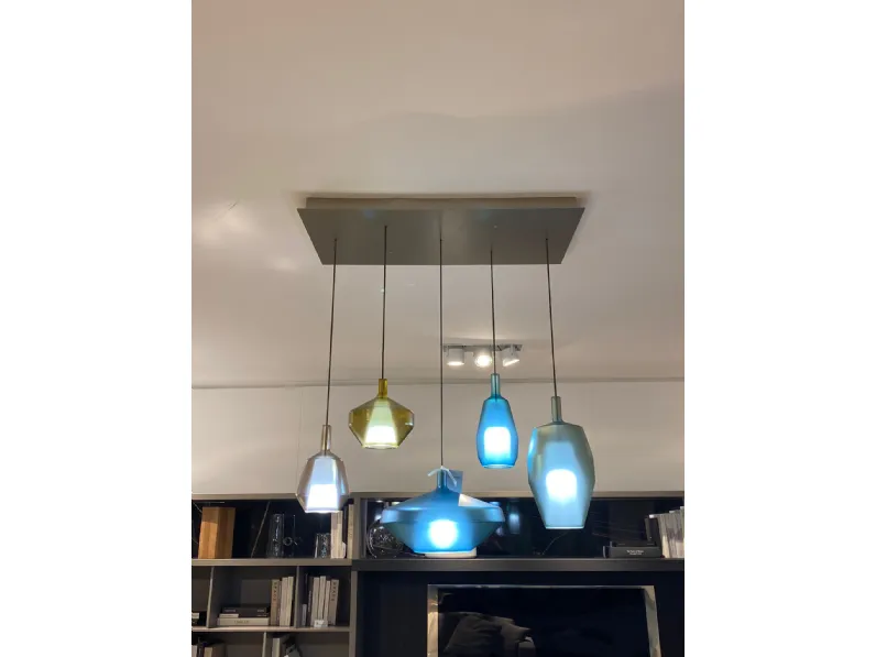 Lampada a sospensione in vetro Mom Penta illuminazione in Offerta Outlet