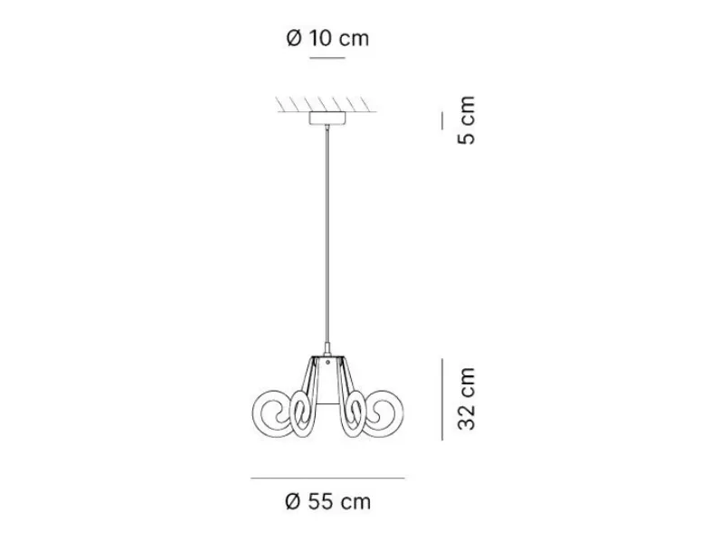A sospensione stile Moderna Ricciolo piccolo fume' 120063 Emporium scontato