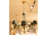 Lampada Artigianale Lampadario in ferro battuto vestigia verde  a PREZZI OUTLET