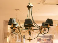 Lampada Artigianale Lampadario in ferro battuto vestigia verde  a PREZZI OUTLET