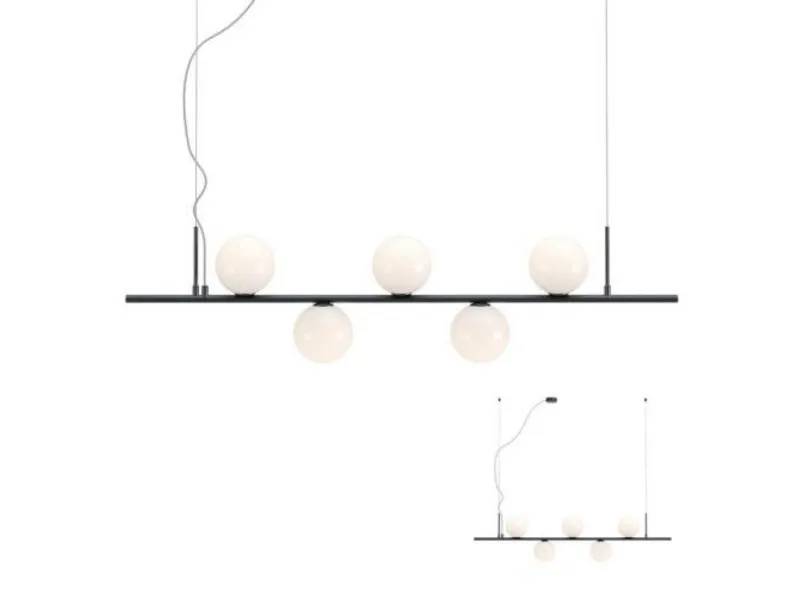 Lampada a sospensione Collezione esclusiva Talis redo 01-2648  sospensione 5 luci nero Nero a prezzi outlet