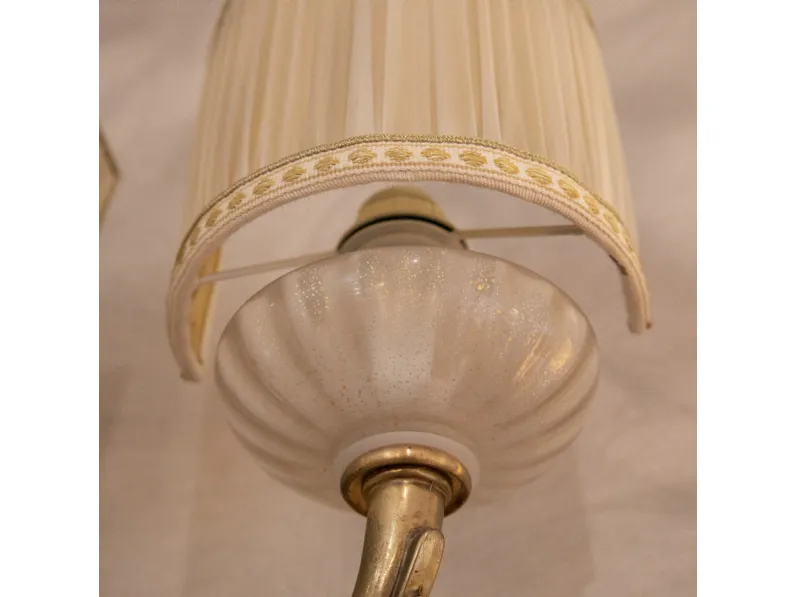 Lampada da parete Coppia di applique ottone/murano/organza Grande arredo con un ribasso esclusivo