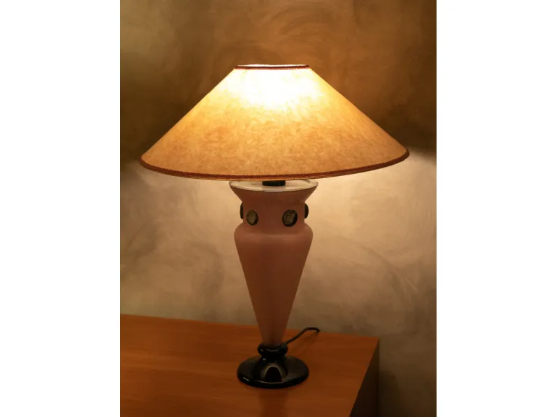 Lampada da tavolo in vetro Lampada murano/ scavo rosa  Artigianale in Offerta Outlet