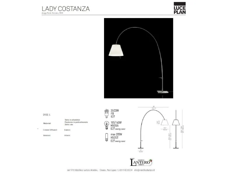 Lampada Costanza lady lampada da terra  Luceplan in OFFERTA OUTLET