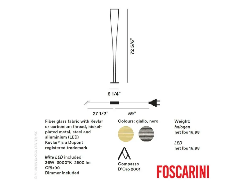 Lampada da terra Mite Foscarini a prezzo Outlet 