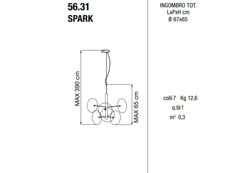 A sospensione Bontempi Spark 5631 stile Moderna in offerta