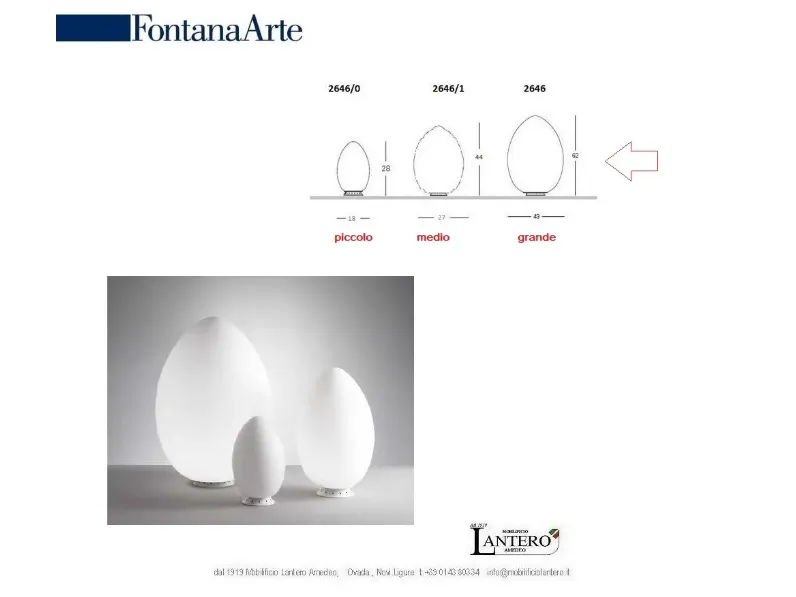 Lampada da tavolo uovo grande Fontana arte in OFFERTA OUTLET