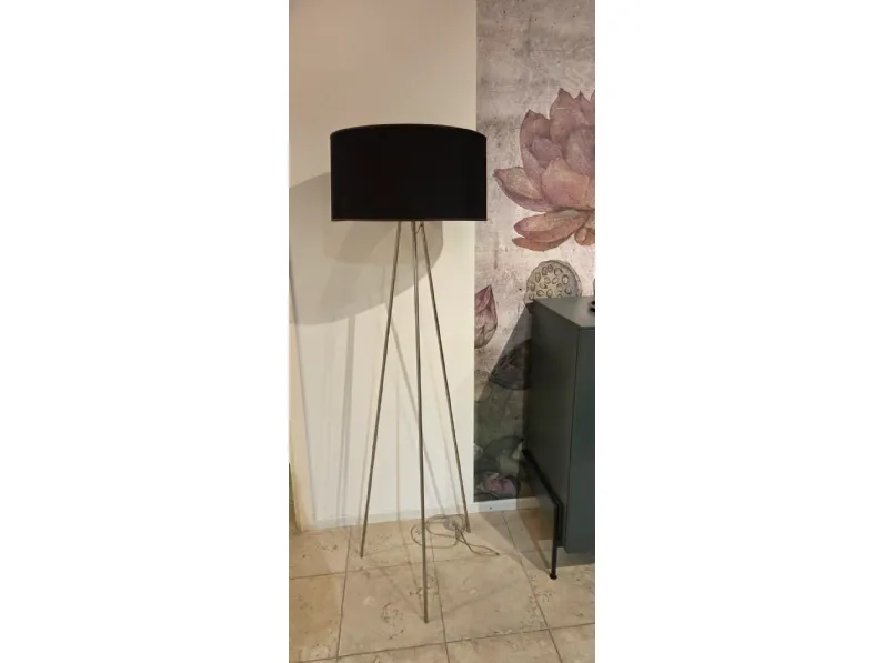 Da terra Lampada terra acciaio e tessuto nero  Sillux in Offerta Outlet 