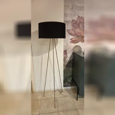 Da terra Lampada terra acciaio e tessuto nero  Sillux in Offerta Outlet 