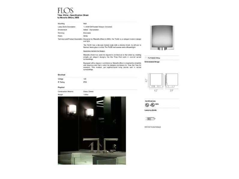 Da parete applique in metallo Tilee flos lampada da parete Flos in Offerta Outlet