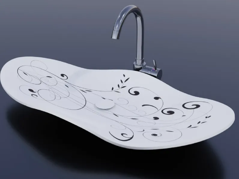 Lavabo in Solid surface modello Fazzoletto oval decor a marchio Mya design con forte sconto