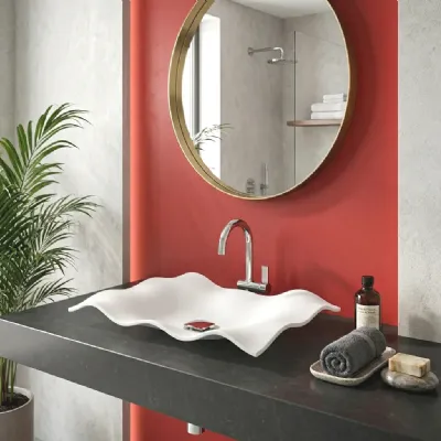 Lavabo in Solid surface modello Fazzoletto rect a marchio Mya design con forte sconto