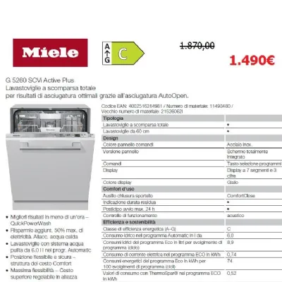 Scopri la lavastoviglie Miele G5260scvi classe C a un prezzo imbattibile!