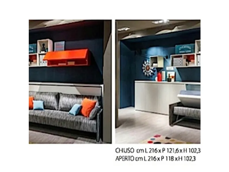 Letto singolo a scomparsa Kali sofa'90 a prezzo riservato 