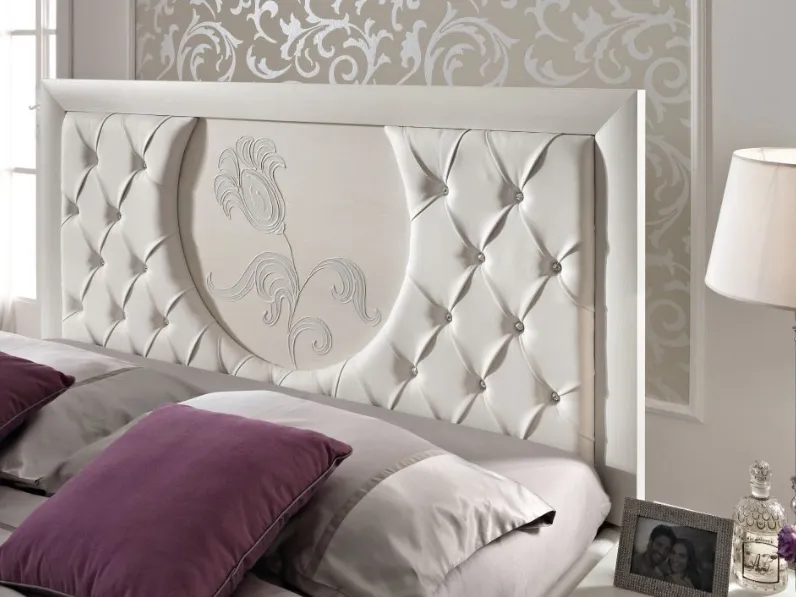 Letto classico con contenitore Modello louise bianco Artigianale a prezzo scontato