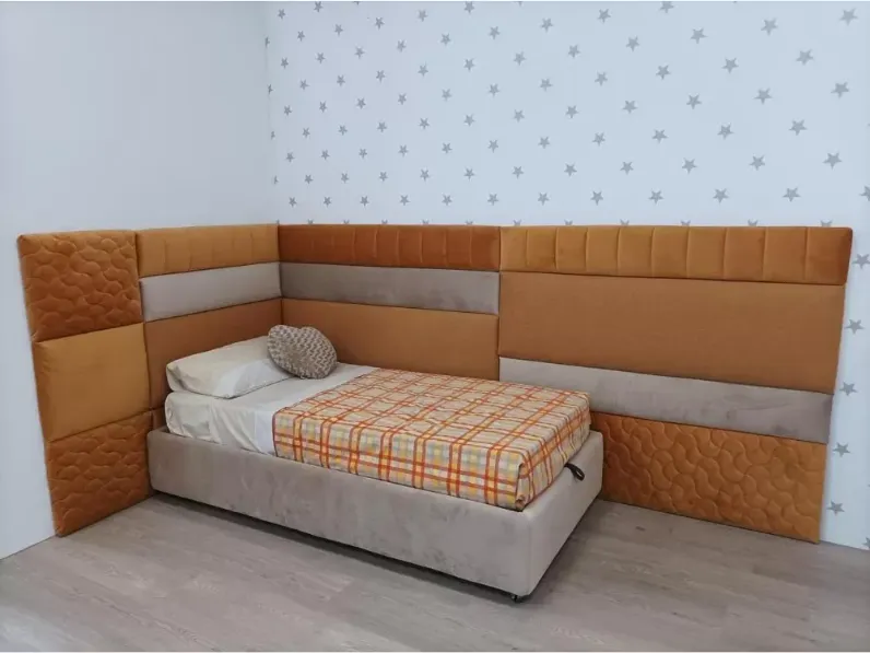 Letto moderno con contenitore Con boiserie a muro Artigianale a prezzo ribassato