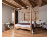 Letto matrimoniale a baldacchino Country- chic in teak massello a prezzo riservato 
