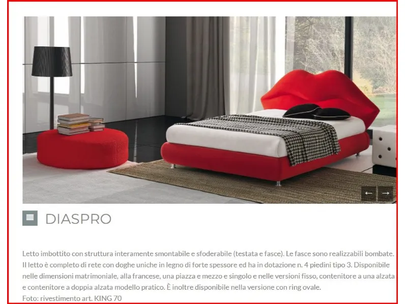 Letto design con contenitore Kiss Nefi a prezzo ribassato