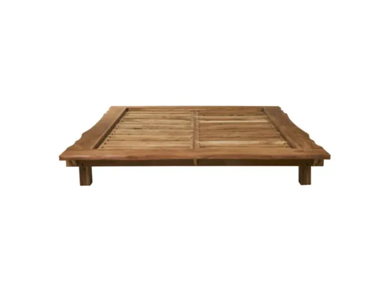 Letto in legno con giroletto Letto doro acacia Outlet etnico a prezzo scontato