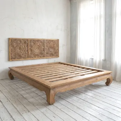 Letto in legno con giroletto Letto opium bed teak�Outlet etnico�a prezzo ribassato