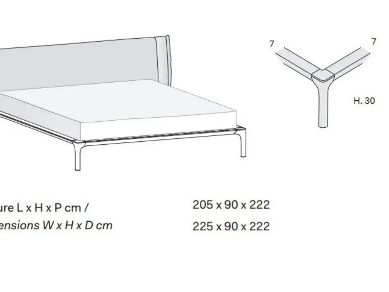 Letto imbottito modello Park di Novamobili scontato 30%