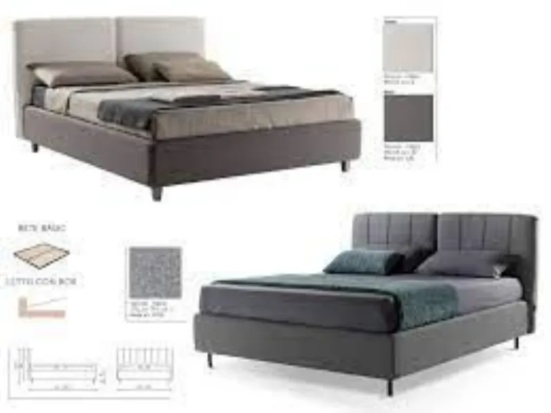 Letto Calabria Imbottito Con Contenitore Idraulico - Design Moderno In Tessuto Antracite 140x200 O 180x200 Cm - Foto 6