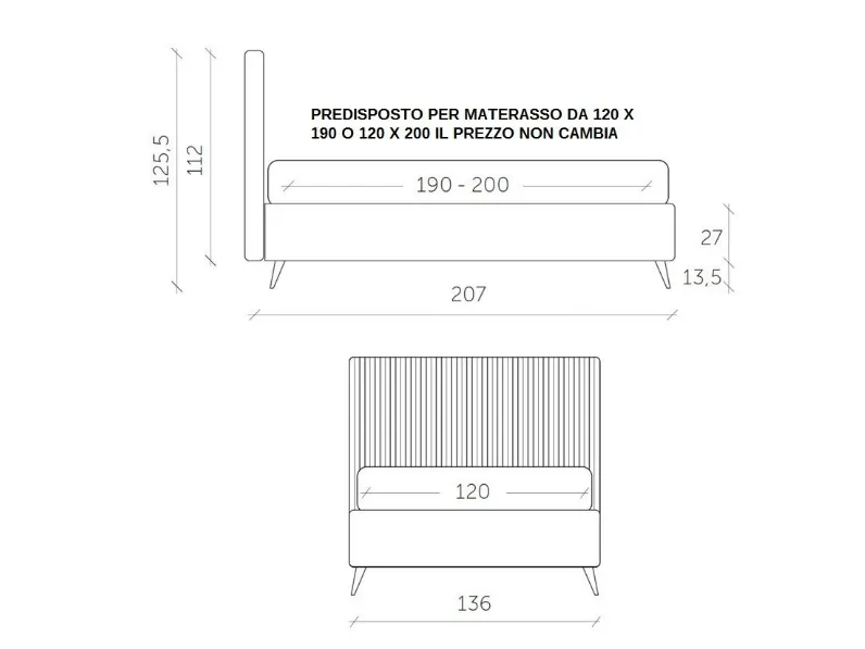 Letto piazza e mezzo con contenitore Letto contenitore velluto extra luxury Md work a prezzo ribassato
