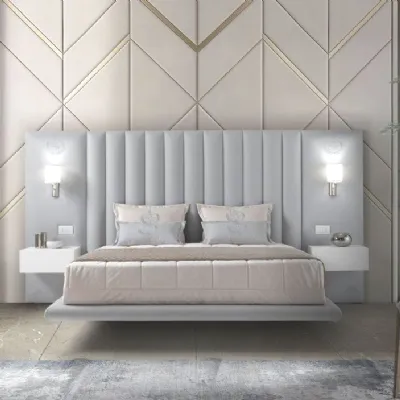 Letto Letto matrimoniale maxi  completo di comodini e luci �di Md work scontato del 37%