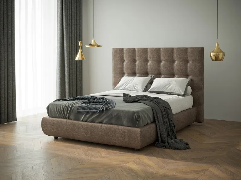 Letto imbottito con contenitore Letto mod.brooklyn di giessegi con contenitore scontato del 50%Giessegia prezzo scontato