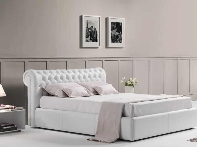 Letto imbottito con contenitore Rey nl Md work a prezzo scontato