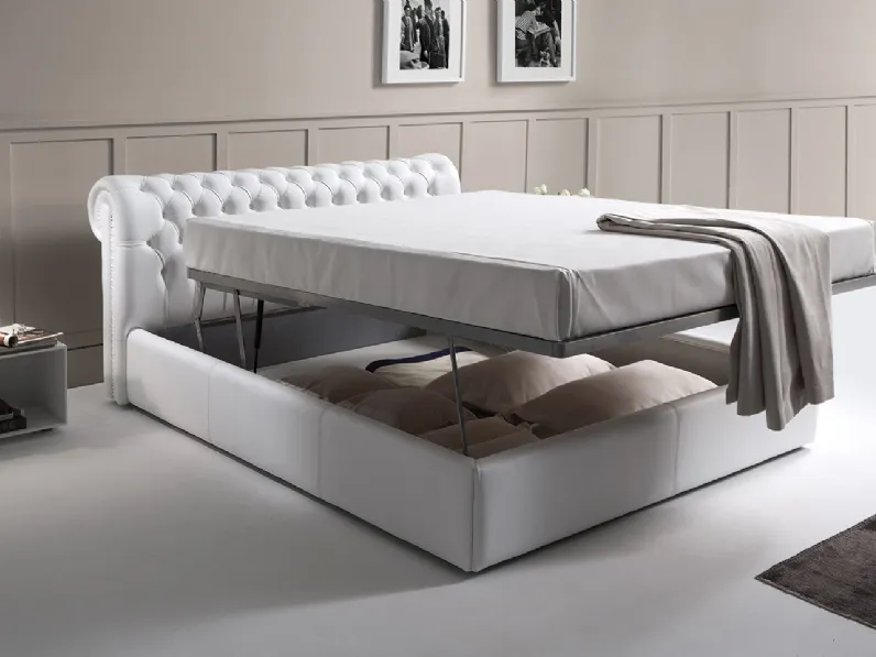 Letto imbottito con contenitore Rey nl Md work a prezzo scontato